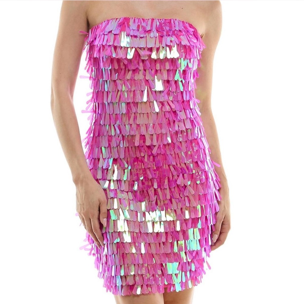 Pink Sequin Party Dress